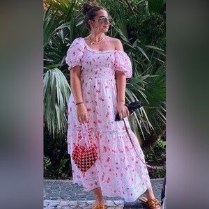 NWT LoveShackFancy X Target Floral Puff Sleeve Ruffle Maxi Dress.